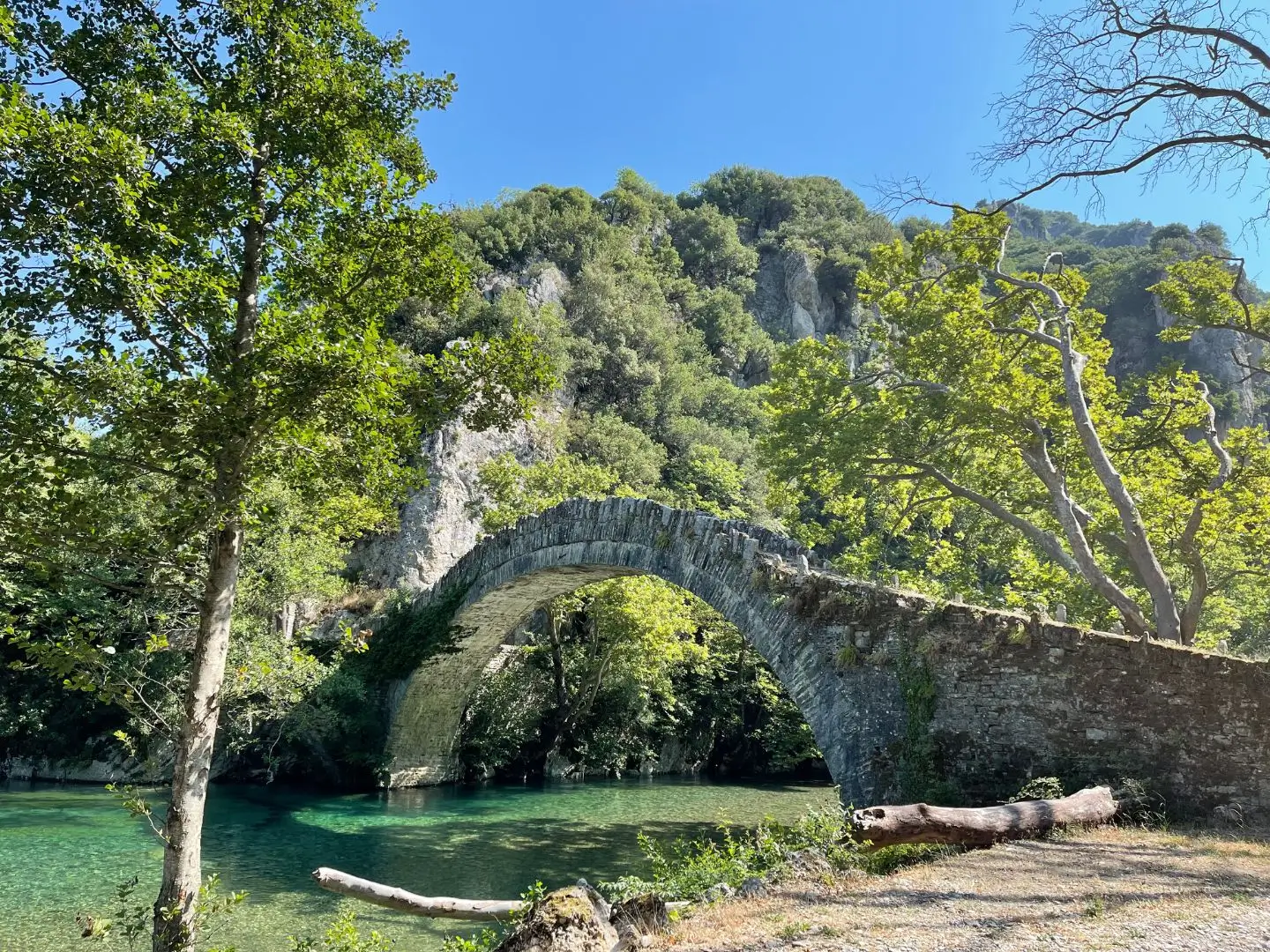 Kleidonia Stone Arch Bridge, Vikos, Greece - July 2021